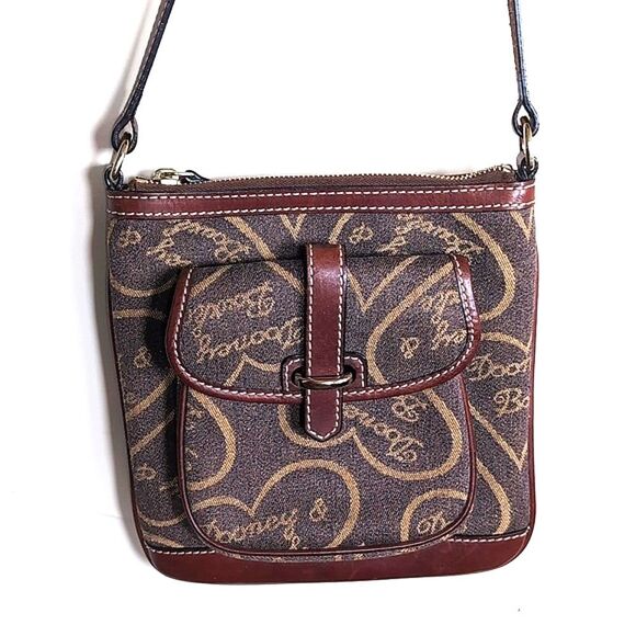 Dooney & Bourke Brown And Gold Signature Patterned Compact Crossbody Bag 🤎 - Picture 16 of 16